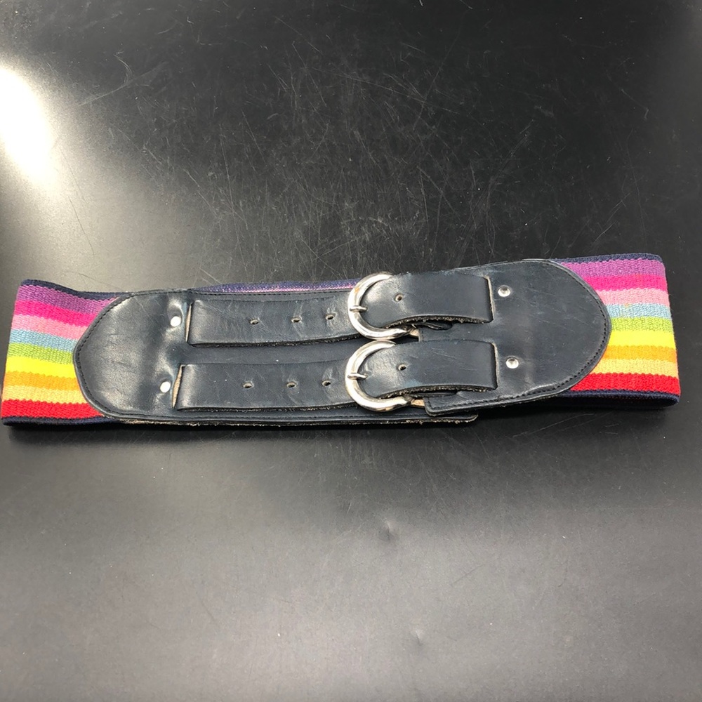 Rainbow Stretch & Navy Buckle Belt